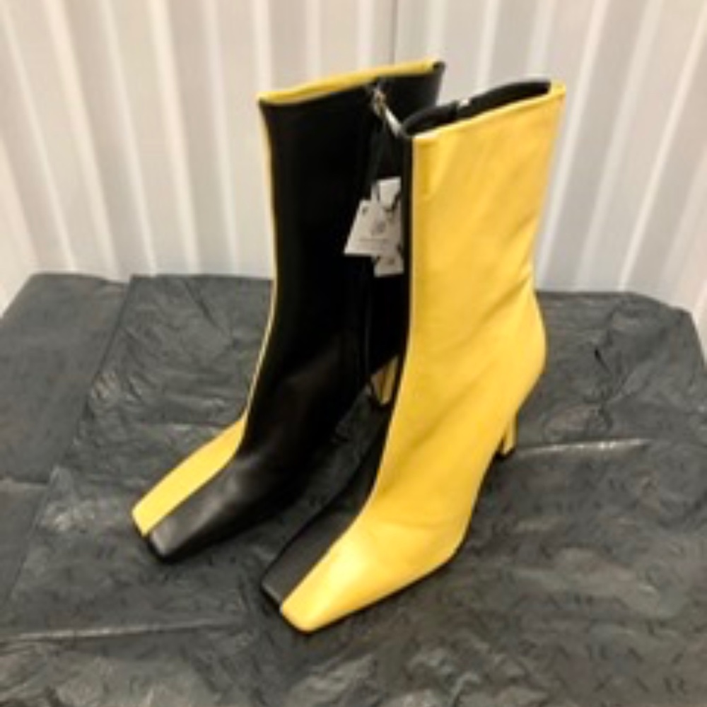 ZARA LEATHER Color Block Ankle Boots, 40, NWT